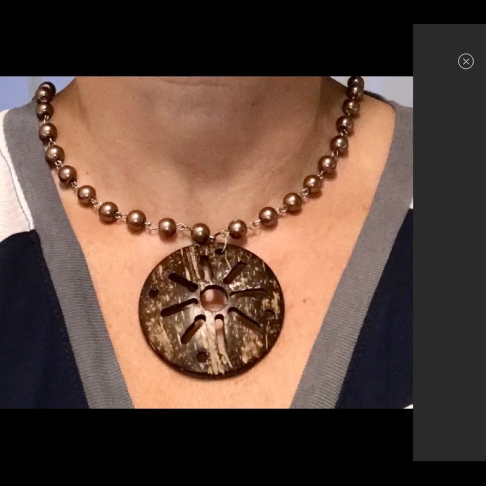 Black Shell Necklace with Matching Earrings #1 Coordinated Set